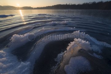 Ripples frozen in a lake Jura France