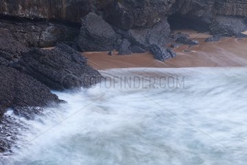 Motion effect of waves of Cantabrian sea Cantabria Spain