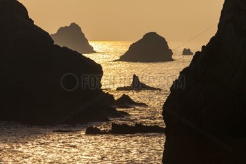 Rocky coast at Liencres NP in Cantabria Spain