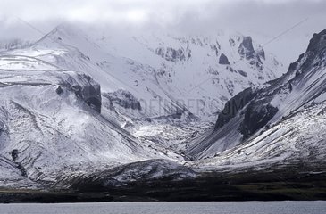 Mountain landscape in the south of the Kerguelen Islands