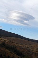 Lenticular cloud in the sky of Lozere Cevennes France
