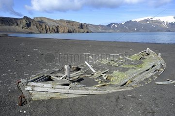 Abandoned whaling boat Deception Island  South Shetland