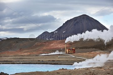 Geothermal power plant near Lake Myvatn Iceland