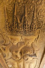 Bas-reliefs of Apsaras in Angkor Wat Cambodia