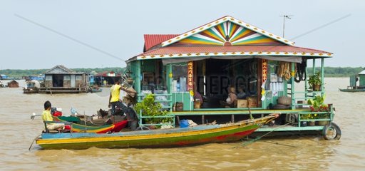 Floating village of Chong Khneas Tonle Sap Lake Cambodia