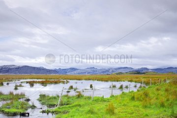 Priaire flooded by the melting of glacier in summer Iceland