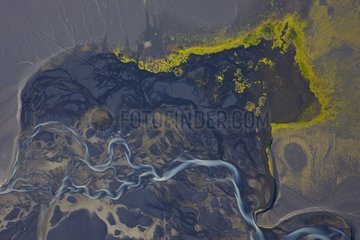 Melting of glaciers and the river Tungnaá south of Iceland