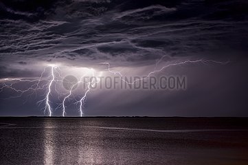 Night storm on the Atlantic coast France
