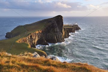 Neist Point Lighthouse at dusk Isle of Skye Scotland UK
