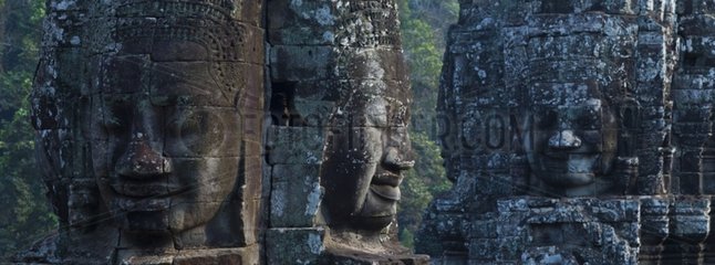 Face-towers of the Bayon temple at Angkor in Cambodia