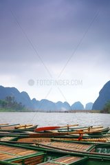 Boats on the site of Trang An Halong Bay Vietnam