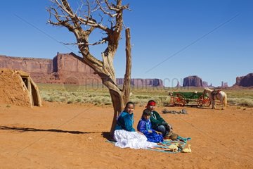 Navajo and Hogan Monument Valley Tribal Park Arizona