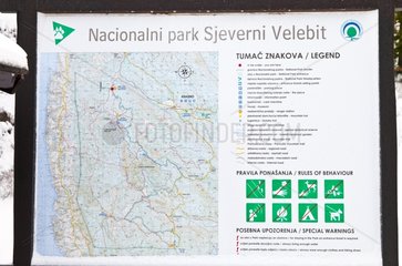 Signpost PN Velebit North Dalmatia Croatia