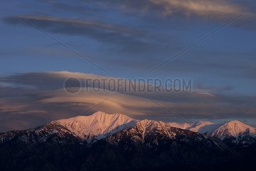 Lenticular clouds over Mt Canigou Pyrenees France