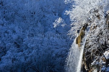 Waterfall in Winter Plitvice Lakes NP Croatia