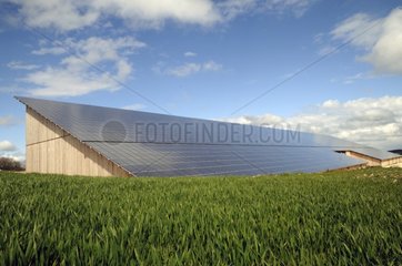 Roof covered with solar panels on a farm France