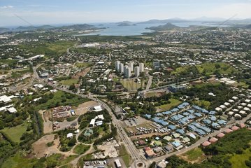 Aerial view of neighborhoods in Greater Nouméa Nlle Caledonia