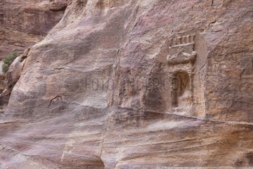 Sandstone sculpture in the city of Petra in Jordan