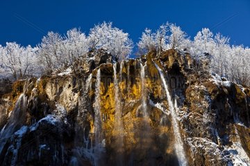 Waterfall in Winter Plitvice Lakes NP Croatia
