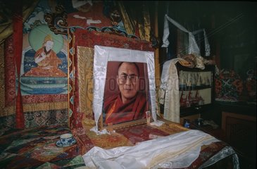 Worship place dedicated to the Dalai Lama in a monastery