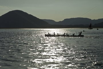 Rowing on Bahía de Santoña in Cantabria Espagne