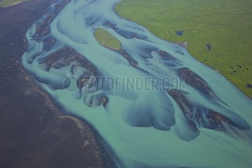 Melting of glaciers and the river Oelfus south of Iceland