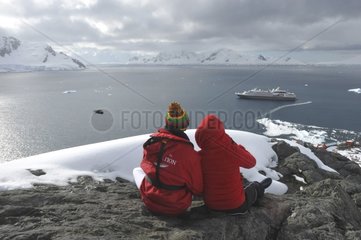 Tourists on the coast of Paradise Bay Antarctica
