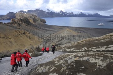 Tourists on Deception Island South Shetland Antarctic