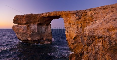 Azur window natural arch at sunset Gozo Malta