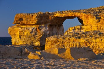 Azur window Natural arch and eroded shoreline Malta Gozo