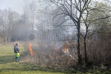 Burned garbage in nature Franche-Comté France