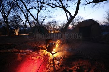 Bush camp rising sun Chobe NP in Botswana