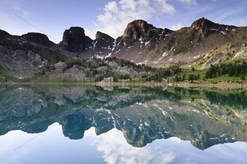 Towers Reflection on Allos Lake Mercantour Alps France