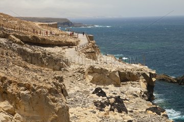 Coastal path cliff Betancuria Fuerteventura Canary