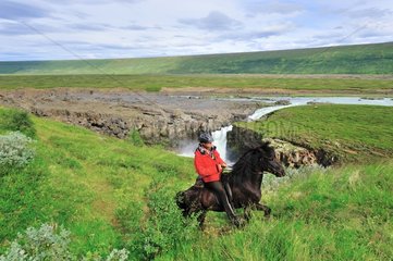 Trail riding north of the Falls of Dettifoss Iceland