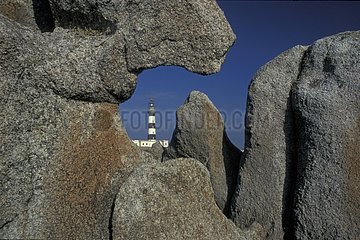 Rocks and Ushant lighthouse Créac'h Brittany France