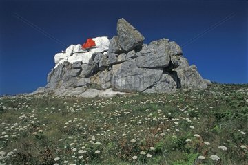 Amer white and red rock Ushant Brittany France