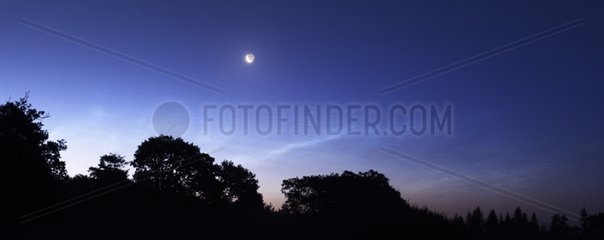 The Moon and the Pleiades with noctilucent clouds