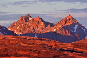 Mountain at sunset Land of Liverpool Greenland