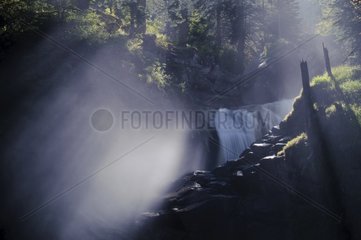 Mist over the waterfall Cerisette Pyrenees France