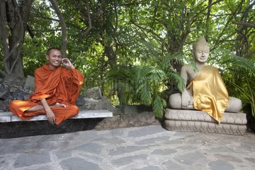 Monk calling Phnom Penh Cambodia