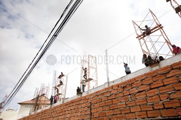 Construction of a building on the outskirts of Phnom Penh