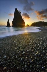 Sunset over the coastline of Olympic national park USA