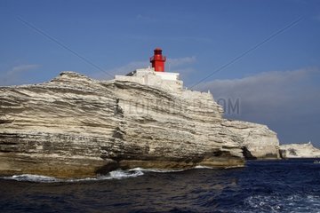 Madonetta Lighthouse and cliffs of Bonifacio Corsica France