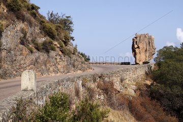 Rock at the roadside Calanques de Piana Corsica France