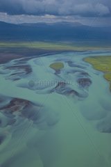 Melting glaciers and river Oelfusá south of Iceland