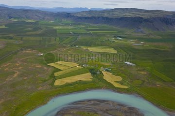 Agricultural landscape in Selfoss in the south-west Iceland