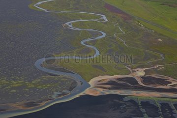 The river Oelfus and melting glaciers in Iceland