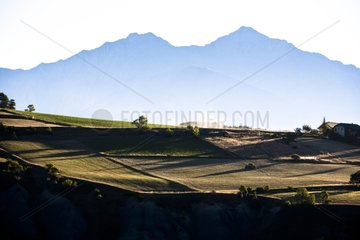Hay meadows and summits Cuguret and Siguret Ubaye Alps