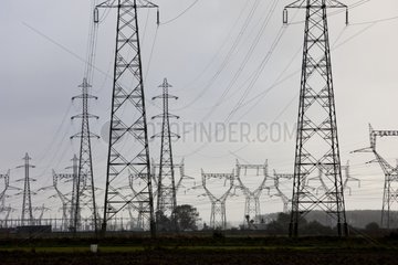 High voltage lines of the Nuclear Gravelines France